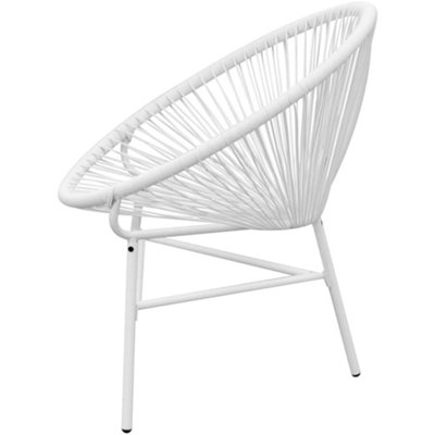 Berkfield Garden String Moon Chair Poly Rattan White