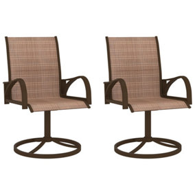 Berkfield Garden Swivel Chairs 2 pcs Textilene and Steel Brown