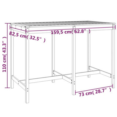 Berkfield Garden Table 159.5x82.5x110 cm Solid Wood Pine