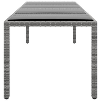 Berkfield Garden Table 250x100x75 cm Tempered Glass and Poly Rattan Grey