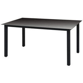 Berkfield Garden Table Black 150x90x74 cm Aluminium and Glass