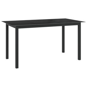 Berkfield Garden Table Black 150x90x74 cm Aluminium and Glass