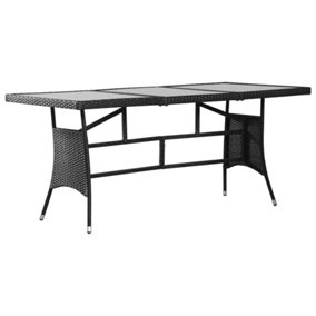 Berkfield Garden Table Black 170x80x74 cm Poly Rattan