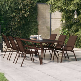 Berkfield Garden Table Brown and Black 180x80x70 cm Steel and Glass