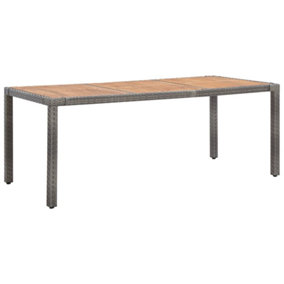 Berkfield Garden Table Grey 190x90x75 cm Poly Rattan and Solid Acacia Wood