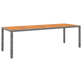 Berkfield Garden Table Grey 250x100x75 cm Poly Rattan&Solid Wood Acacia