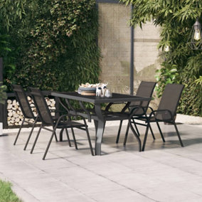 Berkfield Garden Table Grey and Black 140x70x70 cm Steel and Glass
