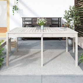 Berkfield Garden Table White 159.5x82.5x76 cm Solid Wood Pine