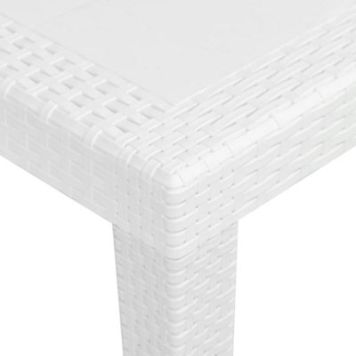 Berkfield Garden Table White 79x79x72 cm Plastic Rattan Look