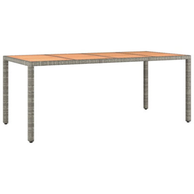 Berkfield Garden Table with Wooden Top Grey Poly Rattan&Solid Wood Acacia