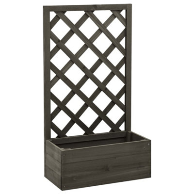 Berkfield Garden Trellis Planter Grey 50x25x90 cm Solid Firwood