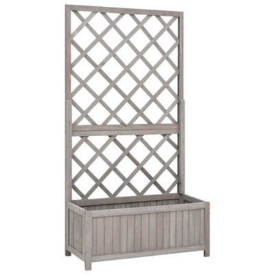 Berkfield Garden Trellis Planter Grey 70x30x135 cm Solid Firwood