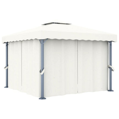 Berkfield Gazebo with Curtain 3x3 m Cream White Aluminium | DIY at B&Q