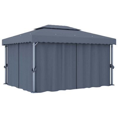 Berkfield Gazebo with Curtain 4x3 m Anthracite Aluminium