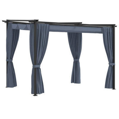 Berkfield Gazebo with Curtains 3x3 m Anthracite Steel | DIY at B&Q