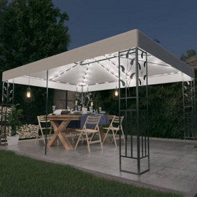 Berkfield Gazebo with Double Roof&LED String Lights 3x4 m White