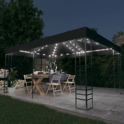 Berkfield Gazebo with LED String Lights 3x4 m Anthracite