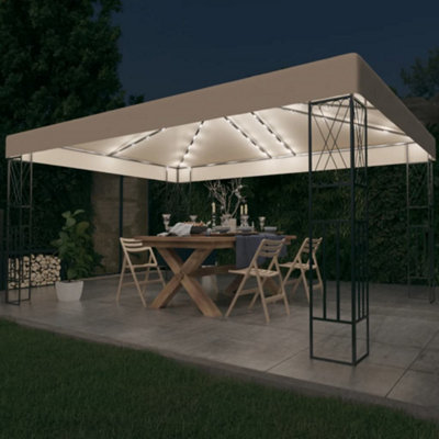 Berkfield Gazebo with LED String Lights 3x4 m Cream Fabric