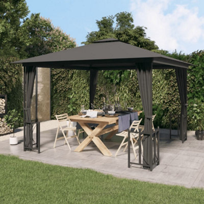 Berkfield Gazebo with Sidewalls&Double Roofs 3x3 m Anthracite