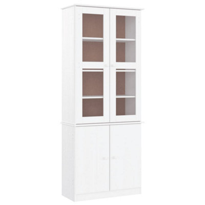 Pine glass display deals cabinet