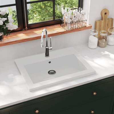 Berkfield Granite Basin 600x450x120 mm White Price Comparisons | Compare The Build