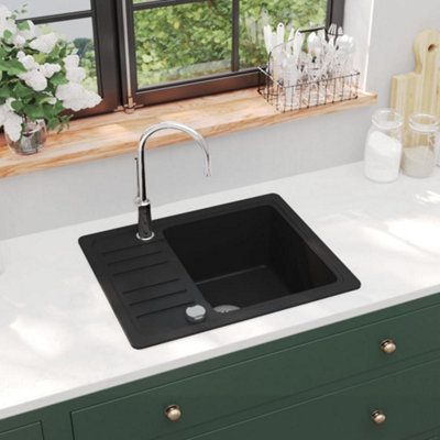 Berkfield Granite Kitchen Sink Single Basin Black