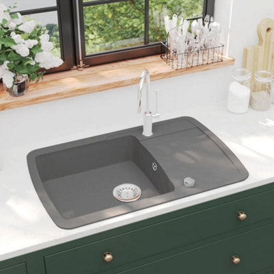 Berkfield Granite Kitchen Sink Single Basin Grey