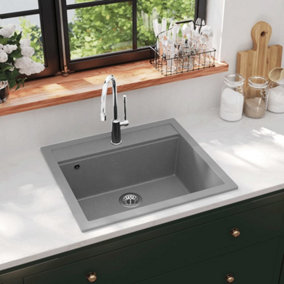 Berkfield Granite Kitchen Sink Single Basin Grey