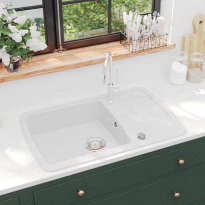 Berkfield Granite Kitchen Sink Single Basin White