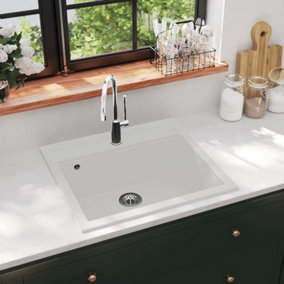 Berkfield Granite Kitchen Sink Single Basin White