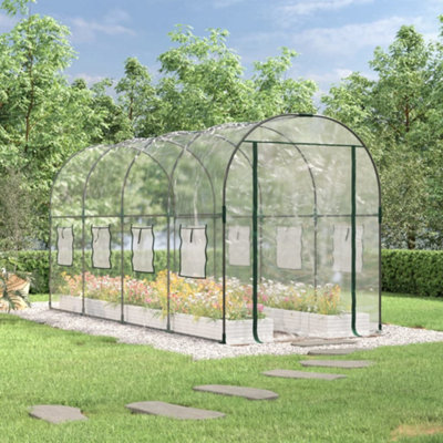 Berkfield Greenhouse Transparent 160x400x190 cm PVC&Powder-coated Steel