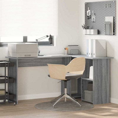 Berkfield Grey Computer Desk Grey Sonoma MDF Medium Storage Desk