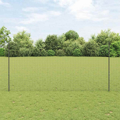 Berkfield Grey Fence Posts 44 pcs Grey Powder-Coated Steel