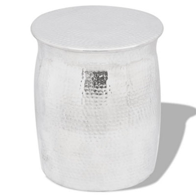 Berkfield Hammered Aluminium Stool/Side Table Silver