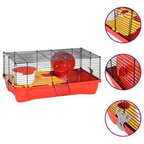 Berkfield Hamster Cage Red 58x32x36 cm Polypropylene and Metal
