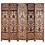 Berkfield Hand Carved 5-Panel Room Divider Brown 200x165 cm Solid Mango Wood
