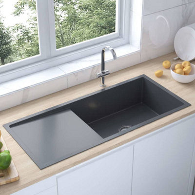 Berkfield Handmade Kitchen Sink Black Stainless Steel