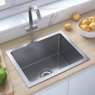 Berkfield Handmade Kitchen Sink Stainless Steel | DIY at B&Q