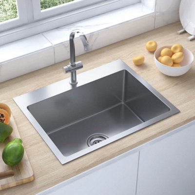 Berkfield Handmade Kitchen Sink Stainless Steel DIY at B&Q