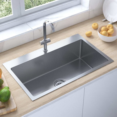 Berkfield Handmade Kitchen Sink Stainless Steel | DIY at B&Q