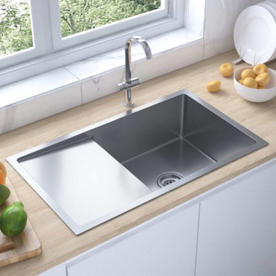 Berkfield Handmade Kitchen Sink Stainless Steel