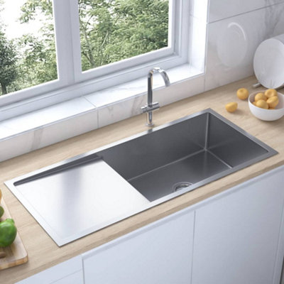 vidaXL Camping Sink Double Basins with Tap Stainless Steel