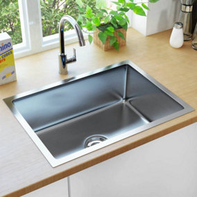 Berkfield Handmade Kitchen Sink with Strainer Stainless Steel