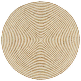 Berkfield Handmade Rug Jute with Spiral Design White 150 cm