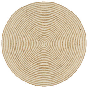 Berkfield Handmade Rug Jute with Spiral Design White 90 cm