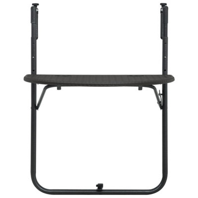 Tavolo Da Balcone Pensile Nero 60x64x83, 5cm Plastica Rattan
