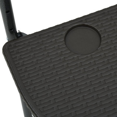 SKM Tavolo Pensile Da Balcone In Rattan Plastica - Nero 60x64x83,5cm