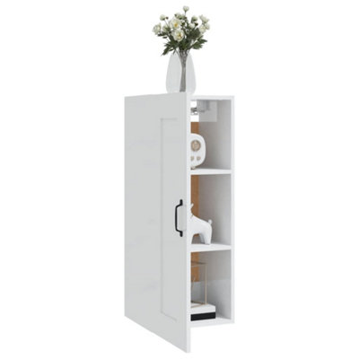 Berkfield Hanging Cabinet High Gloss White 35x34x90 cm Engineered Wood