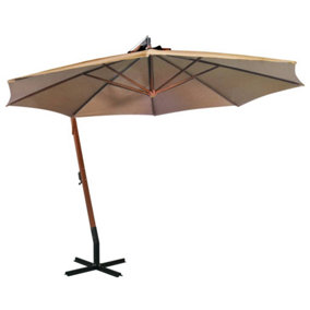 Berkfield Hanging Parasol with Pole Taupe 3.5x2.9 m Solid Fir Wood