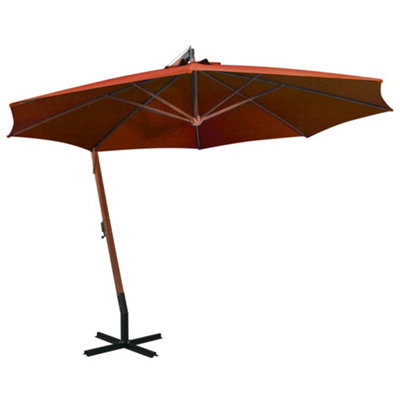 Berkfield Hanging Parasol with Pole Terracotta 3.5x2.9 m Solid Fir Wood